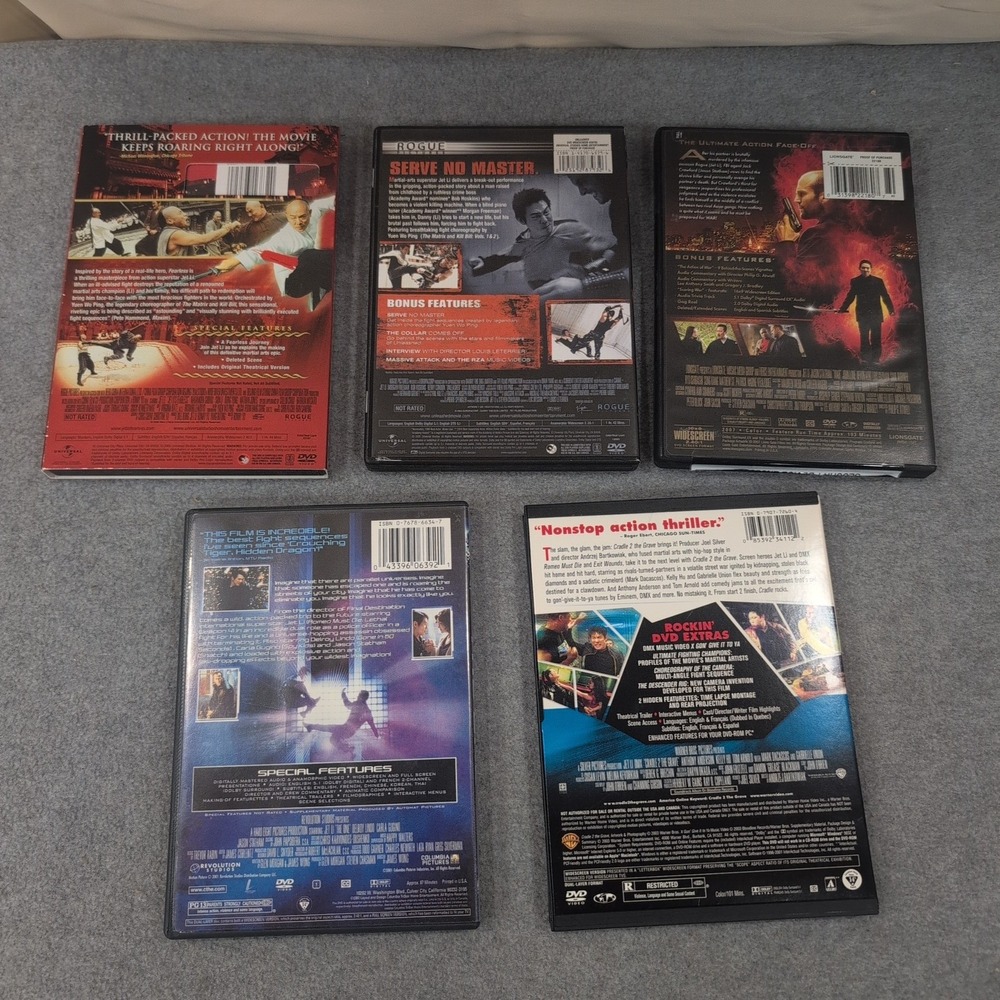 Jet Li 5 DVD Bundle Fearless Unleashed War The One Cradle 2 the Grave Action Lot - Picture 2 of 2